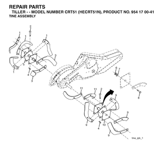 Tine Assembly Diagram and Parts List for CRT51 (954170041-N)(2004-01) Husqvarna Tiller