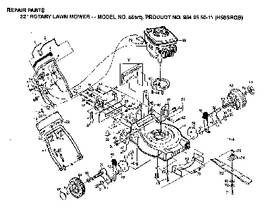 Repair Parts Diagram and Parts List for 56SRQ H56SRQB, 954055011, 1992 Husqvarna Lawn Mower