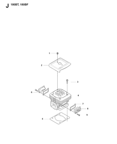 Cylinder Diagram and Parts List for 180BT 20084000001 & Above Husqvarna Leaf Blower / Vacuum