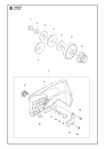Clutch Diagram and Parts List for T540IXPG  Husqvarna Chainsaw