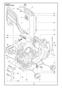Chassis Lower Diagram and Parts List for 120MARKIII  Husqvarna Chainsaw