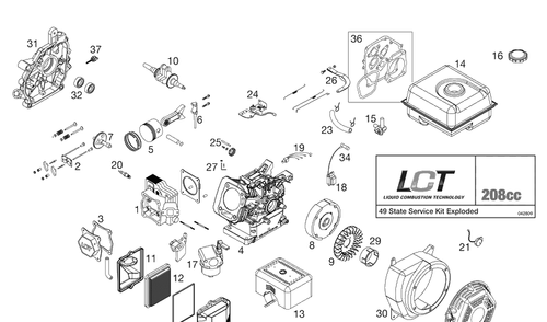 Engine Diagram and Parts List for DRT900 (96093000803)(2009-04) Husqvarna Tiller