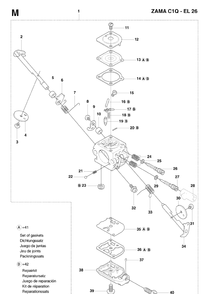 Carburetor Details Diagram and Parts List for 323HD60 20081400001-20090400000 Husqvarna Hedge Trimmer