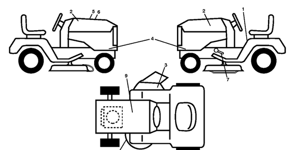 Decals Diagram and Parts List for YT46LS (96043015000)(2012-09) Husqvarna Lawn Tractor