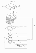 Cylinder Piston Diagram and Parts List for 570BTS 2011-05 Husqvarna Leaf Blower / Vacuum