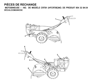Decals Diagram and Parts List for CRT81 (954328434-E)(2001-01) Husqvarna Tiller