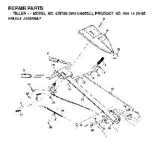 Handle And Controls Diagram and Parts List for CRT83 (954140066C)(1999-09) Husqvarna Tiller