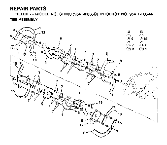 Tine Assembly Diagram and Parts List for CRT83 (954140066C)(1999-09) Husqvarna Tiller