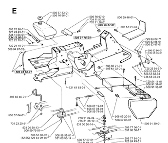 Chassis / Frame Diagram and Parts List for RIDER970 1998-03 Husqvarna Lawn Mower