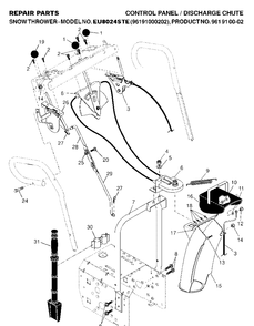 Control Panel And Discharge Chute 2 Diagram and Parts List for 8024STE (EU8024STE)(2007-01) Husqvarna Snow Blower