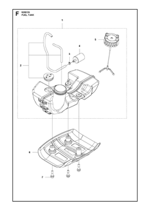Fuel Tank Diagram and Parts List for 525ECS  Husqvarna Edger
