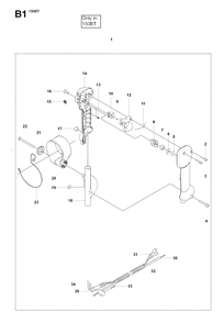 Handle And Controls Diagram and Parts List for 150BT 20084000001 - 20184199999 Husqvarna Leaf Blower / Vacuum