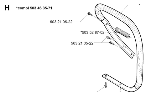 Handle Diagram and Parts List for 394XP 19960100001-19980900000 Husqvarna Chainsaw
