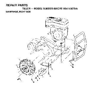 Mainframe, Right Side Diagram and Parts List for 600CRT (954140070A)(1999-04) Husqvarna Tiller