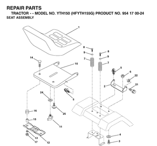 Seat Diagram and Parts List for YTH150 (HFYTH155G)(2001-01) Husqvarna Lawn Tractor
