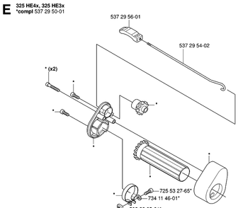 Handle Diagram and Parts List for 325HA110 20054000001-20040100000 Husqvarna Hedge Trimmer