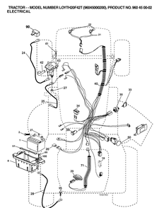 Electrical Diagram and Parts List for LOYTH20F42T (96045000200)(2006) Husqvarna Lawn Tractor