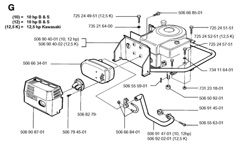 Engine Diagram and Parts List for R850 1996-01 Husqvarna Lawn Tractor