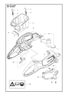 Housing Diagram and Parts List for 136LIHD45  Husqvarna Hedge Trimmer