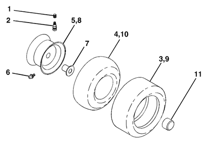 Wheels And Tires Diagram and Parts List for LT18542 (954571748-B)(2004-02) Husqvarna Lawn Tractor