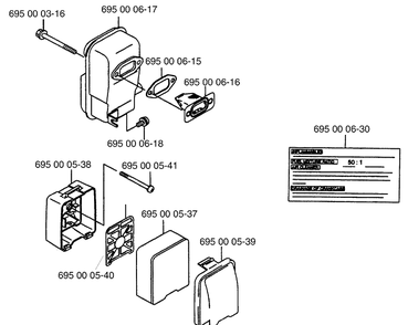 Muffler And Air Filter Diagram and Parts List for 155BT (WR07-8-98)(1998-10) Husqvarna Leaf Blower / Vacuum