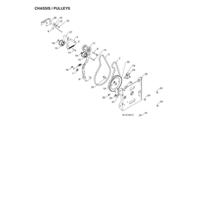 Chassis/Pulleys Diagram and Parts List for 970528602  Husqvarna Snow Blower