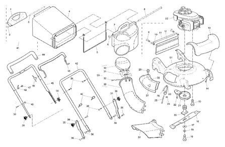 General Assembly Diagram and Parts List for 55R21HV (954223210-C)(2003-12) Husqvarna Lawn Mower