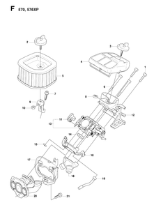 Carburetor And Air Filter Diagram and Parts List for 576XP-576XPEPA 20083100001-20100100000 Husqvarna Chainsaw