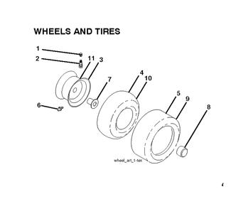Wheels And Tires Diagram and Parts List for YTH2454 (96043009300)(2009-10) Husqvarna Lawn Tractor