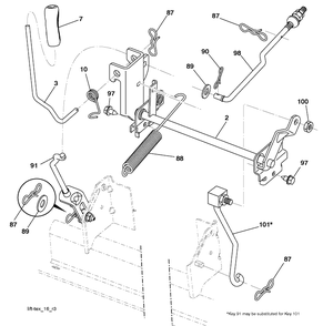 Mower Lift Diagram and Parts List for YTH2042TD (96041005403)(2010-02) Husqvarna Lawn Mower