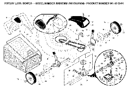 Product Complete Diagram and Parts List for 5521CHV (96143000104, 961430001)(2006-08) Husqvarna Lawn Mower