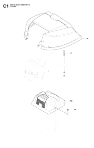 Hood Diagram and Parts List for R11C (965094201)(2007-01) Husqvarna Lawn Tractor