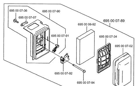 Air Filter Diagram and Parts List for 165BT 2001-06 Husqvarna Leaf Blower / Vacuum