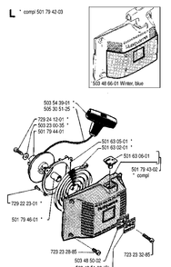 Starter Diagram and Parts List for 242 19900100001-19941400000 Husqvarna Chainsaw