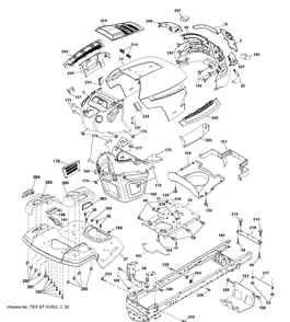 Chassis / Frame Diagram and Parts List for YTH26V54 (96048001100)(2010 - 12) Husqvarna Lawn Tractor