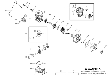 Engine Diagram and Parts List for 125BVX  Husqvarna Leaf Blower / Vacuum