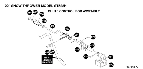 Control Panel And Discharge Chute 2 Diagram and Parts List for ST522H (601002327)(1998-01) Husqvarna Snow Blower