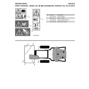 Decals 2 Diagram and Parts List for ST227-970528702  Husqvarna Snow Blower