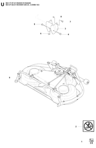 103cm Cutting Deck Diagram and Parts List for R155AWD (965178701)(2007-03) Husqvarna Lawn Tractor