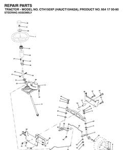 Steering Diagram and Parts List for CTH150XP (HAUCT15H42A)(2003-01) Husqvarna Lawn Tractor
