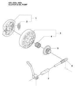 Clutch And Oil Pump Diagram and Parts List for 440E 2009-02 Husqvarna Chainsaw