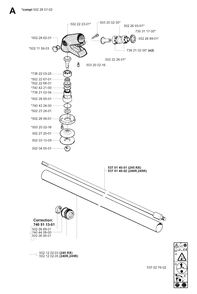 Bevel Gear And Shaft Diagram and Parts List for 240 20010100001 & Above Husqvarna Trimmer