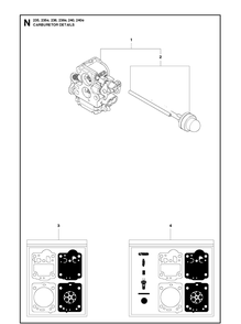 Carburetor Details Diagram and Parts List for 240 20101400001-20144000000 Husqvarna Chainsaw