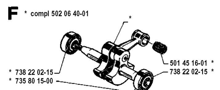 Crankshaft Diagram and Parts List for 250RX 19944000001-19954000000 Husqvarna Brush Cutter