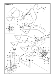 Hydraulics 2 Diagram and Parts List for P520D (967848801)(2018) Husqvarna Lawn Mower
