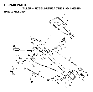 Handle And Controls Diagram and Parts List for CRT53 (954140063B)(1998-07) Husqvarna Tiller