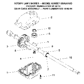 Gear Case Diagram and Parts List for 55R21HVD (954223210, 532188294)(2004-05) Husqvarna Lawn Mower