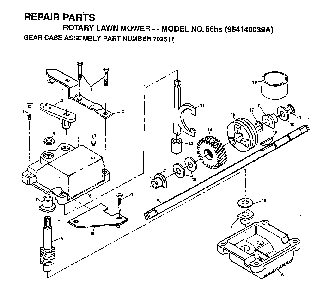 Gear Case Diagram and Parts List for 56HS (954140039A, 702511)(1996-10) Husqvarna Lawn Mower