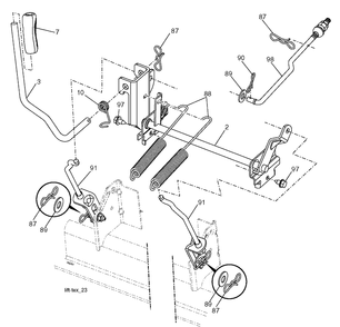 Mower Lift Lever Diagram and Parts List for LGT2654 (96043014800)(2012-10) Husqvarna Lawn Tractor