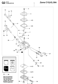 Carburetor 2 Diagram and Parts List for 241R 20144900001-Current Husqvarna Brush Cutter